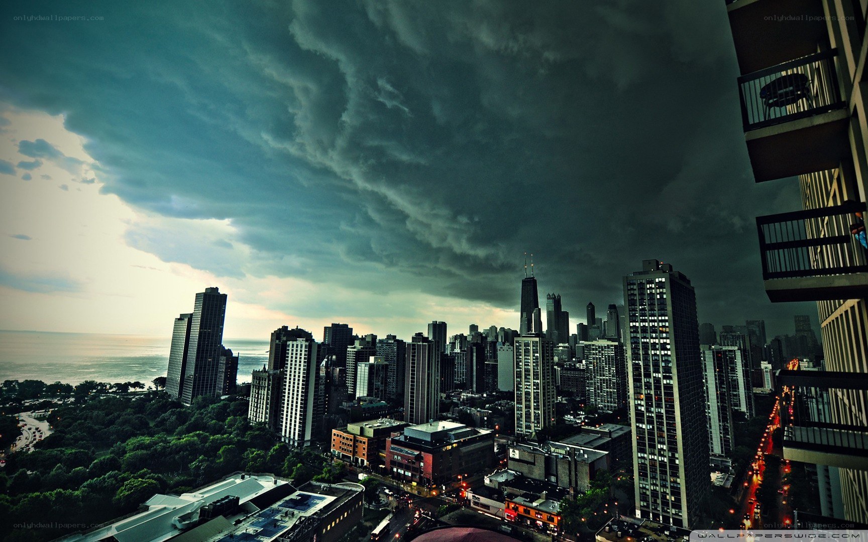 Storm over Chicago skyline