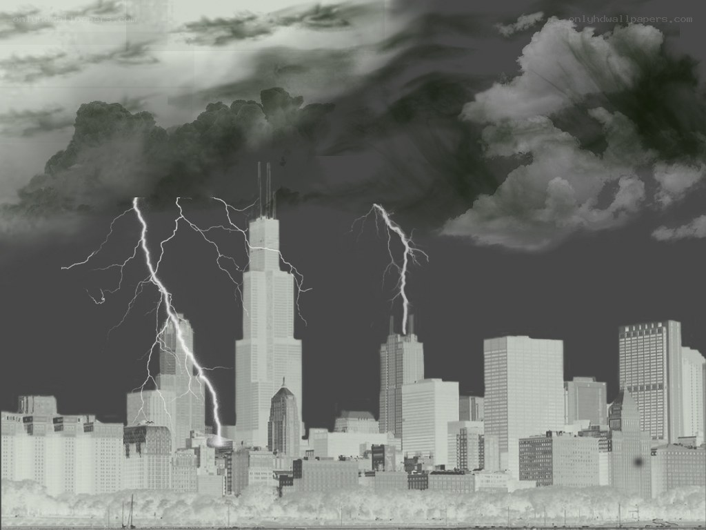 Storm over Chicago skyline