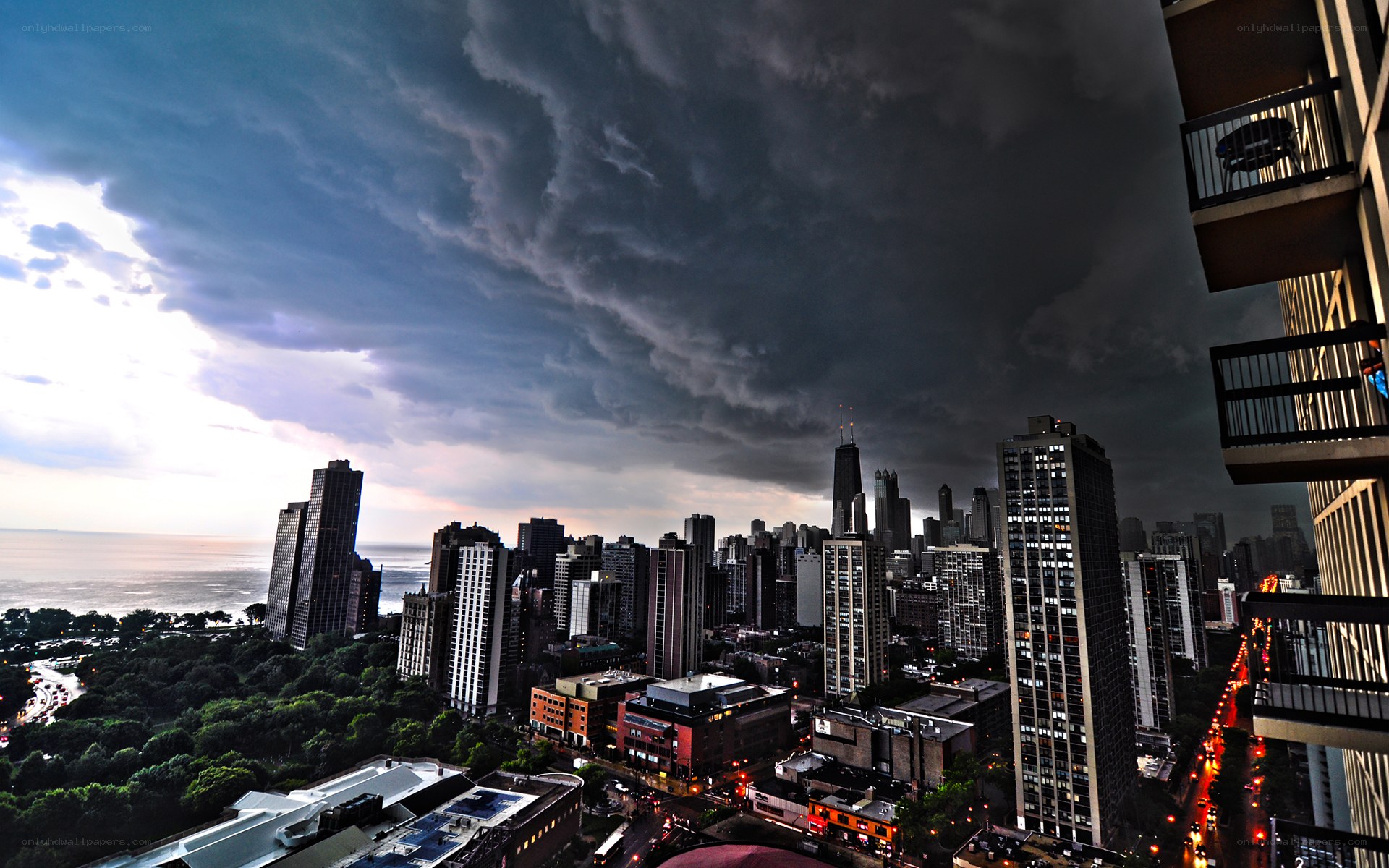 Storm over Chicago skyline