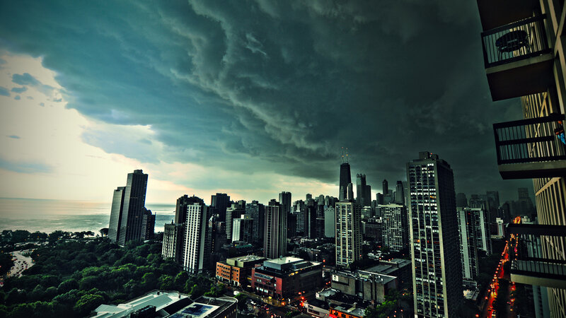 Storm over Chicago skyline