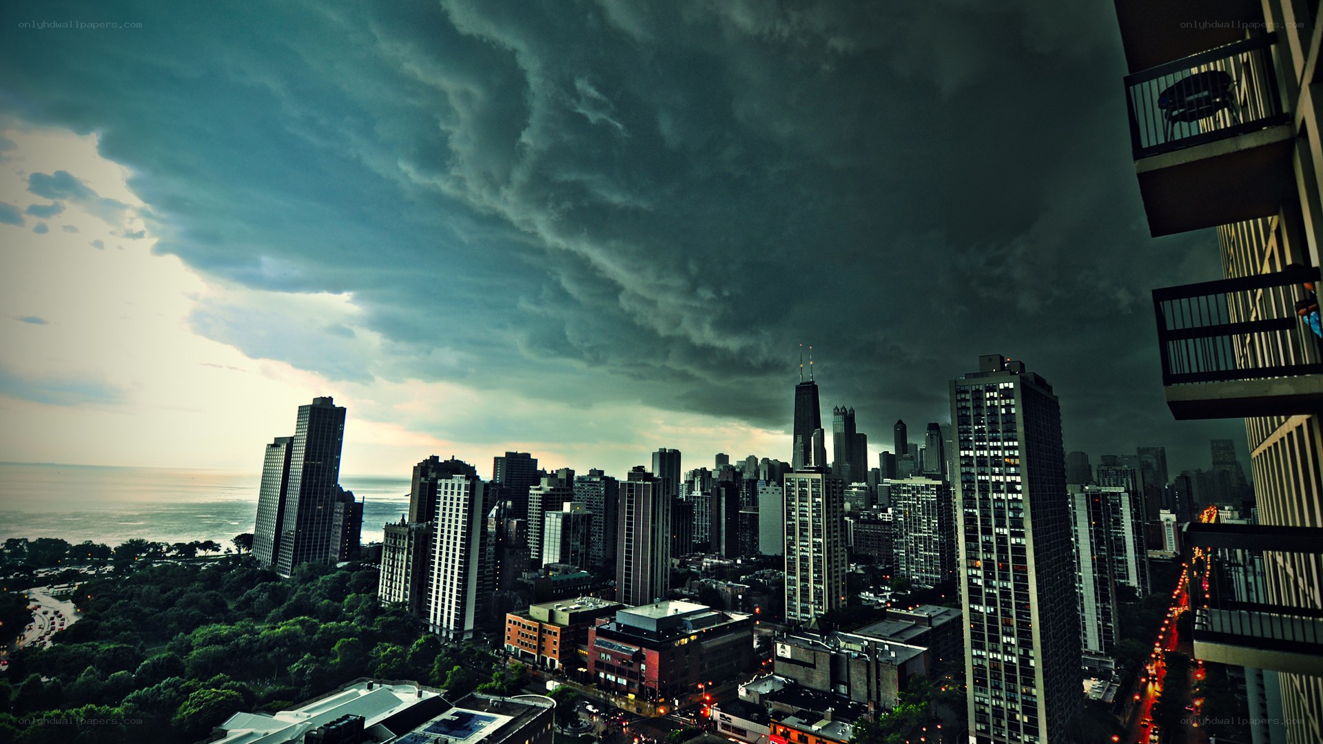 Storm over Chicago skyline