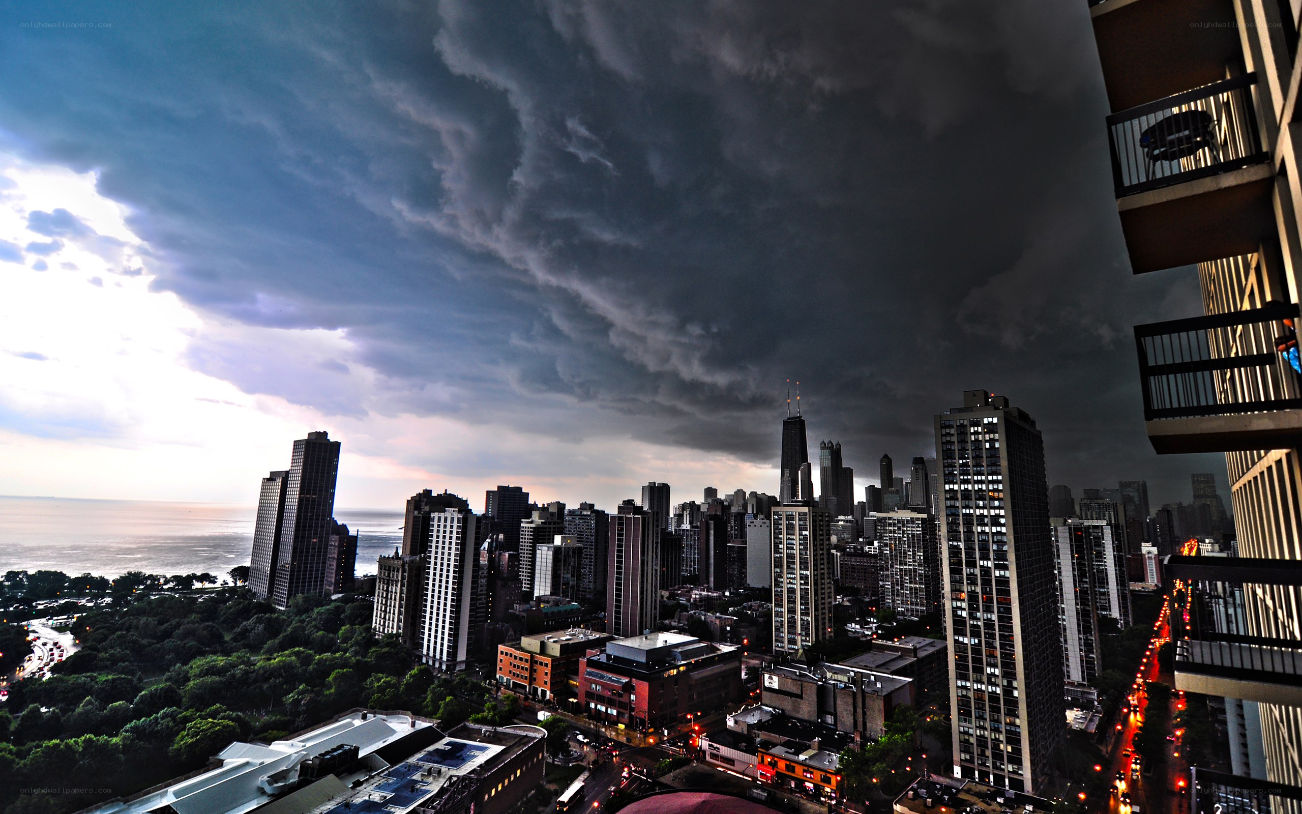 Storm over Chicago skyline