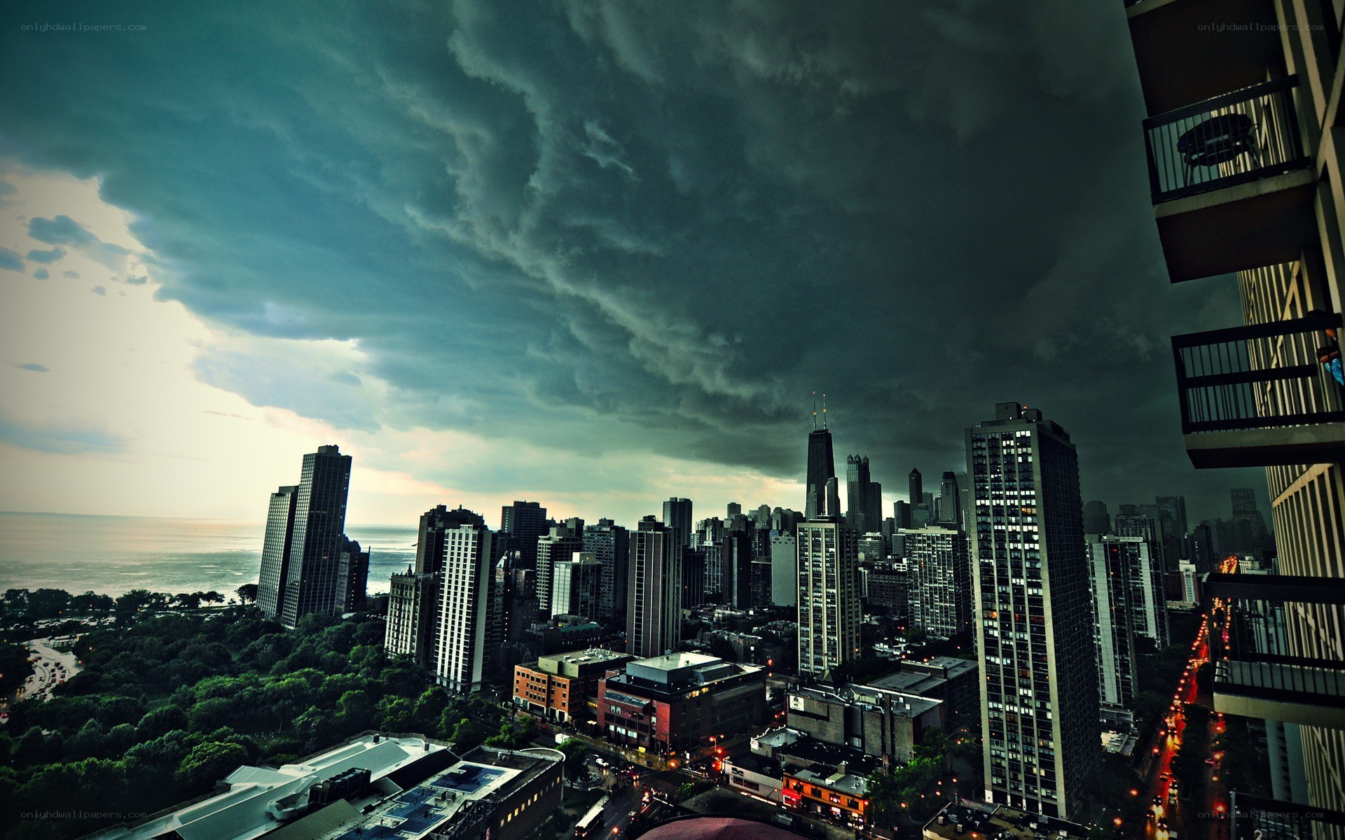 Storm over Chicago skyline