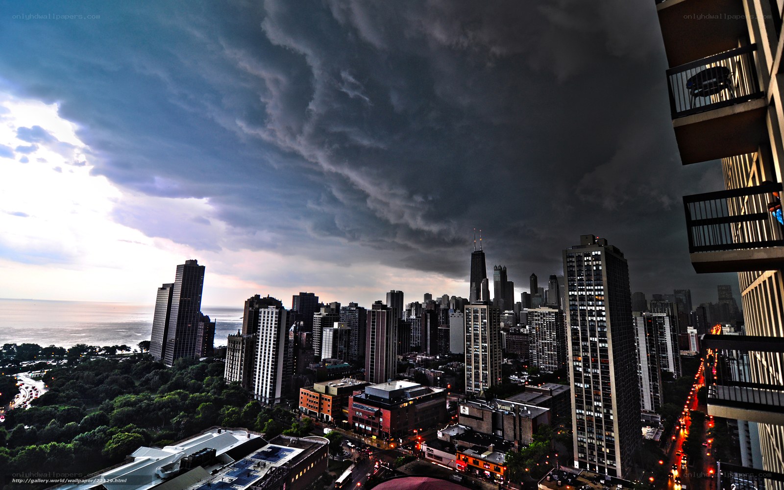 Storm over Chicago skyline
