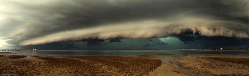 Storm over coastal bay