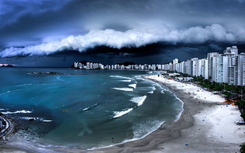 Storm over coastal city
