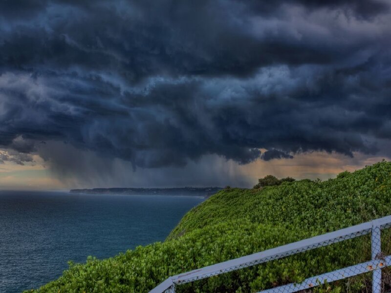 Storm over coastal cliffs