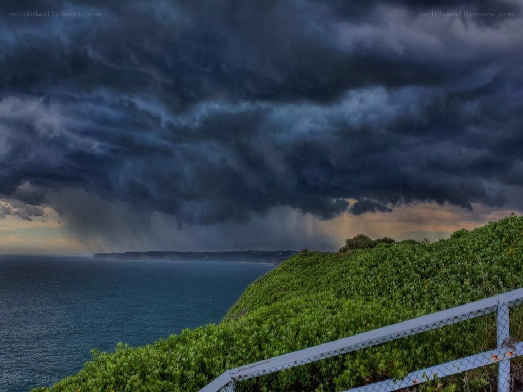 Storm over coastal cliffs