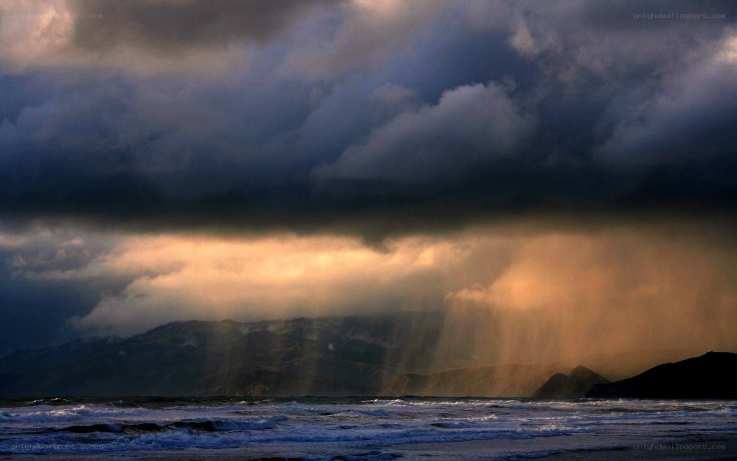 Storm over coastal mountains