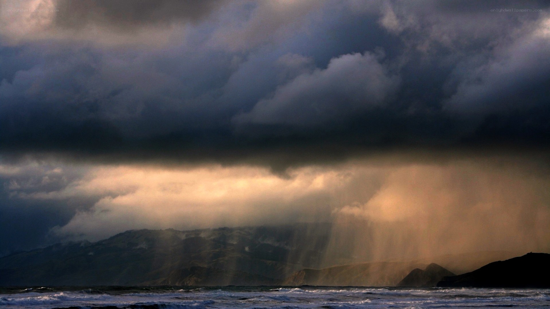 Storm over coastal mountains