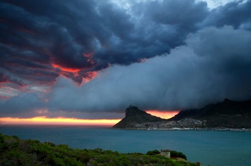 Storm over Coastal Town — Gray