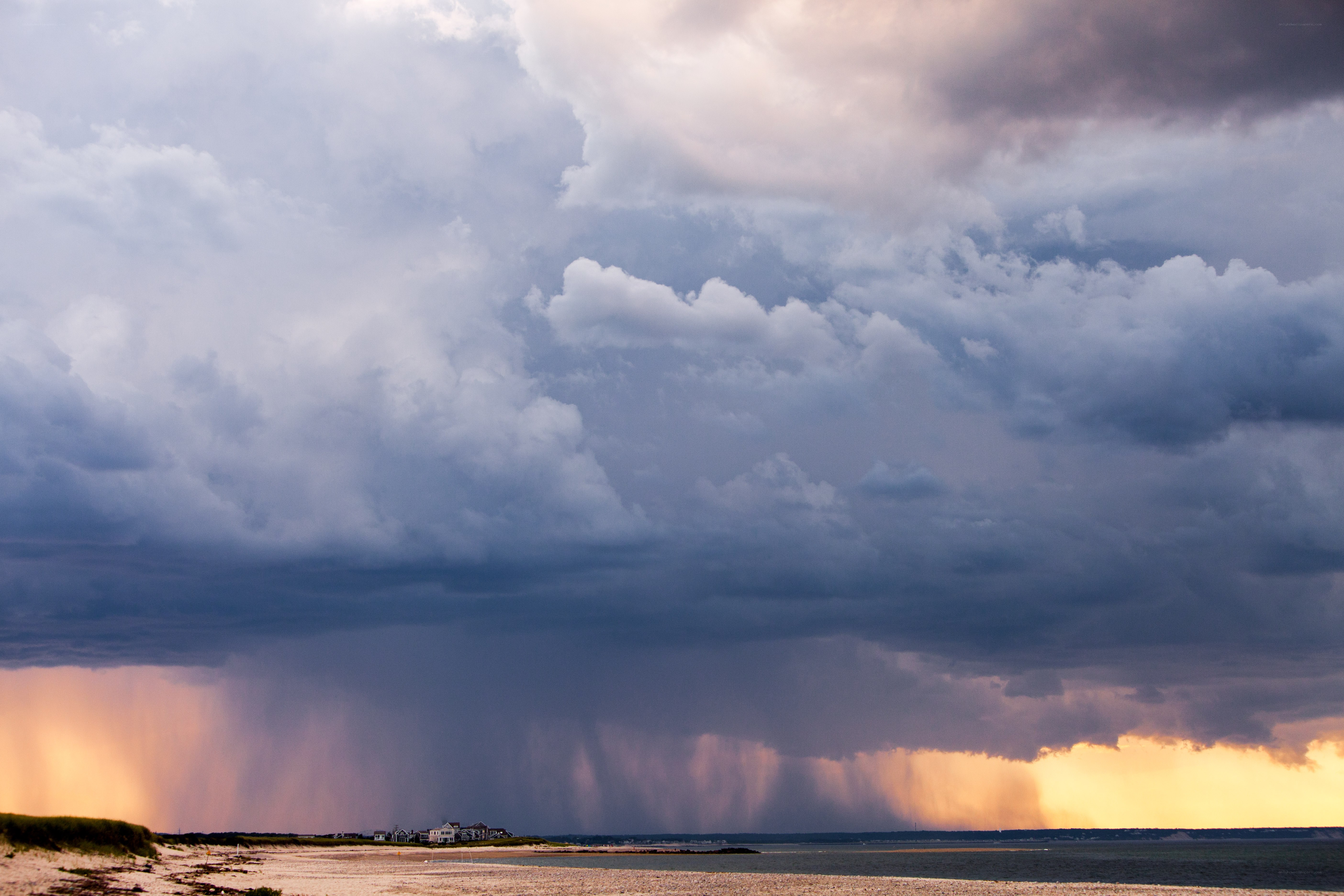 Storm over coastal town
