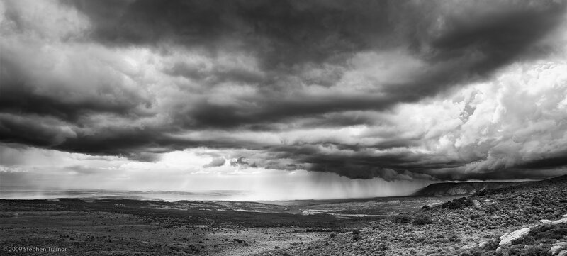 Storm over desert landscape