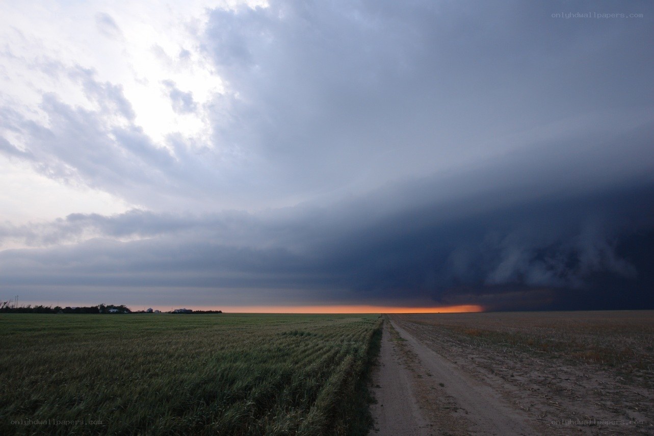 Storm over farmland