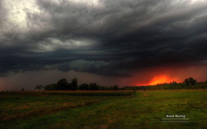 Storm over Farmland — Green, Dramatic