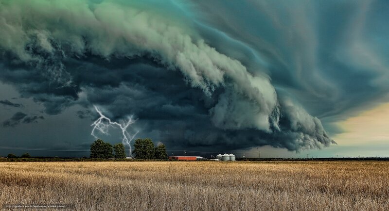 Storm over farmland
