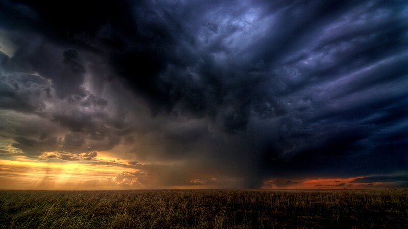 Storm over Grassland — Dark Blue