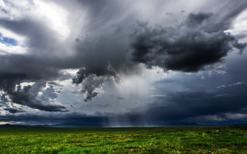 Storm over Grassland — Green, Dramatic