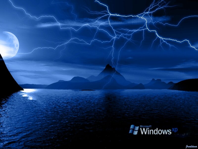 Storm over Lake at Night