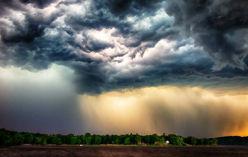 Storm over Lake — Gray, Dramatic