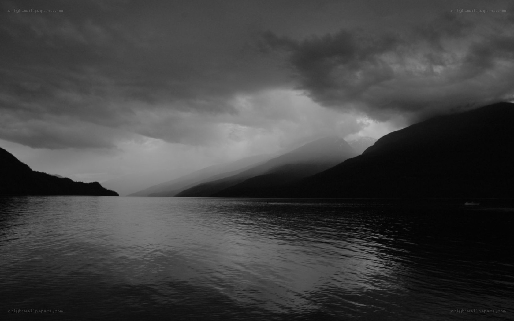 Storm over mountain lake