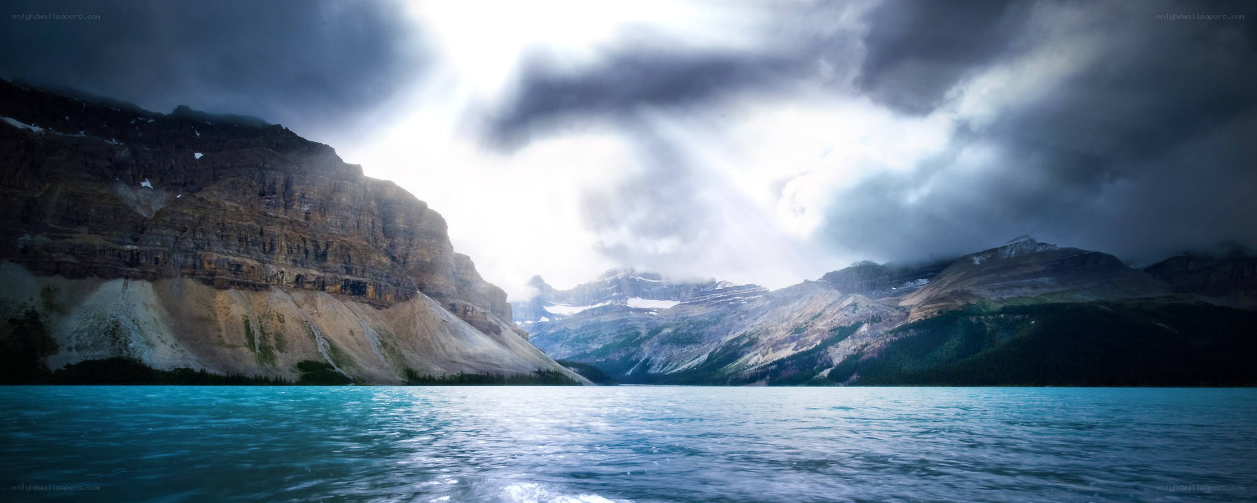 Storm over mountain lake