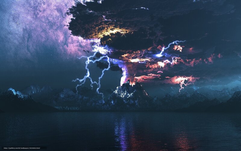 Storm over mountain lake