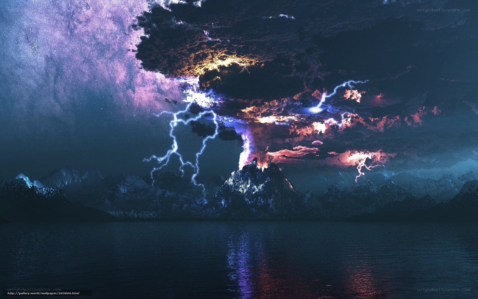 Storm over mountain lake