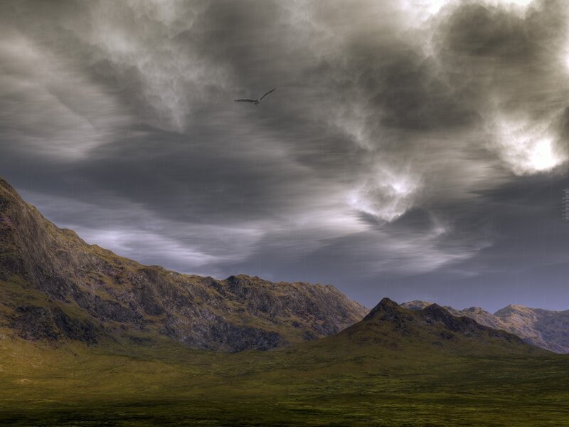 Storm over mountain landscape