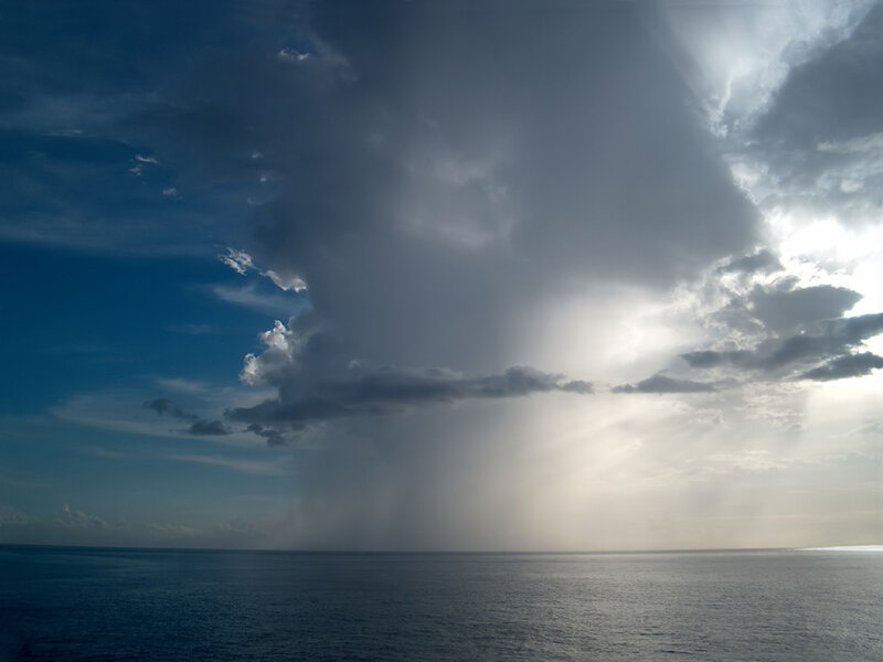 Storm over Ocean — Blue, Dramatic, Afternoon, Photograph, Clouds, Rain