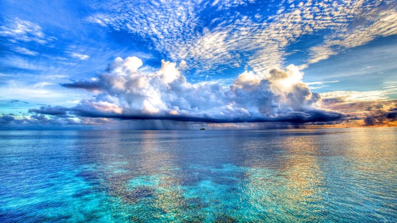 Storm over Ocean — Blue, Dramatic, Sunset, Photograph