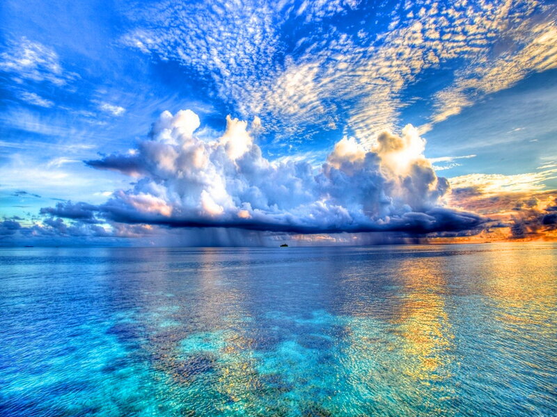 Storm over Ocean — Blue, Dramatic, Sunset