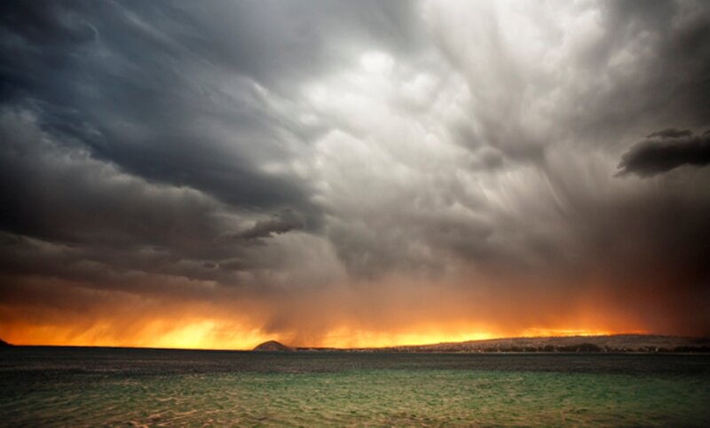 Storm over Ocean — Gray, Dramatic, Sunset, Photograph