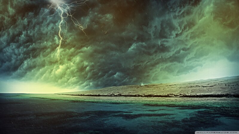 Storm over Ocean — Green, Dramatic, Night