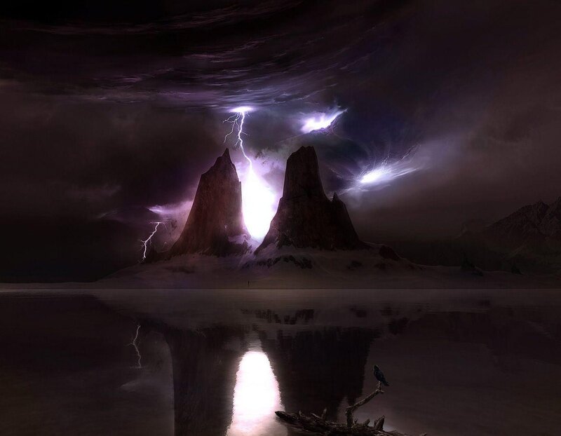 Storm over rocky islands