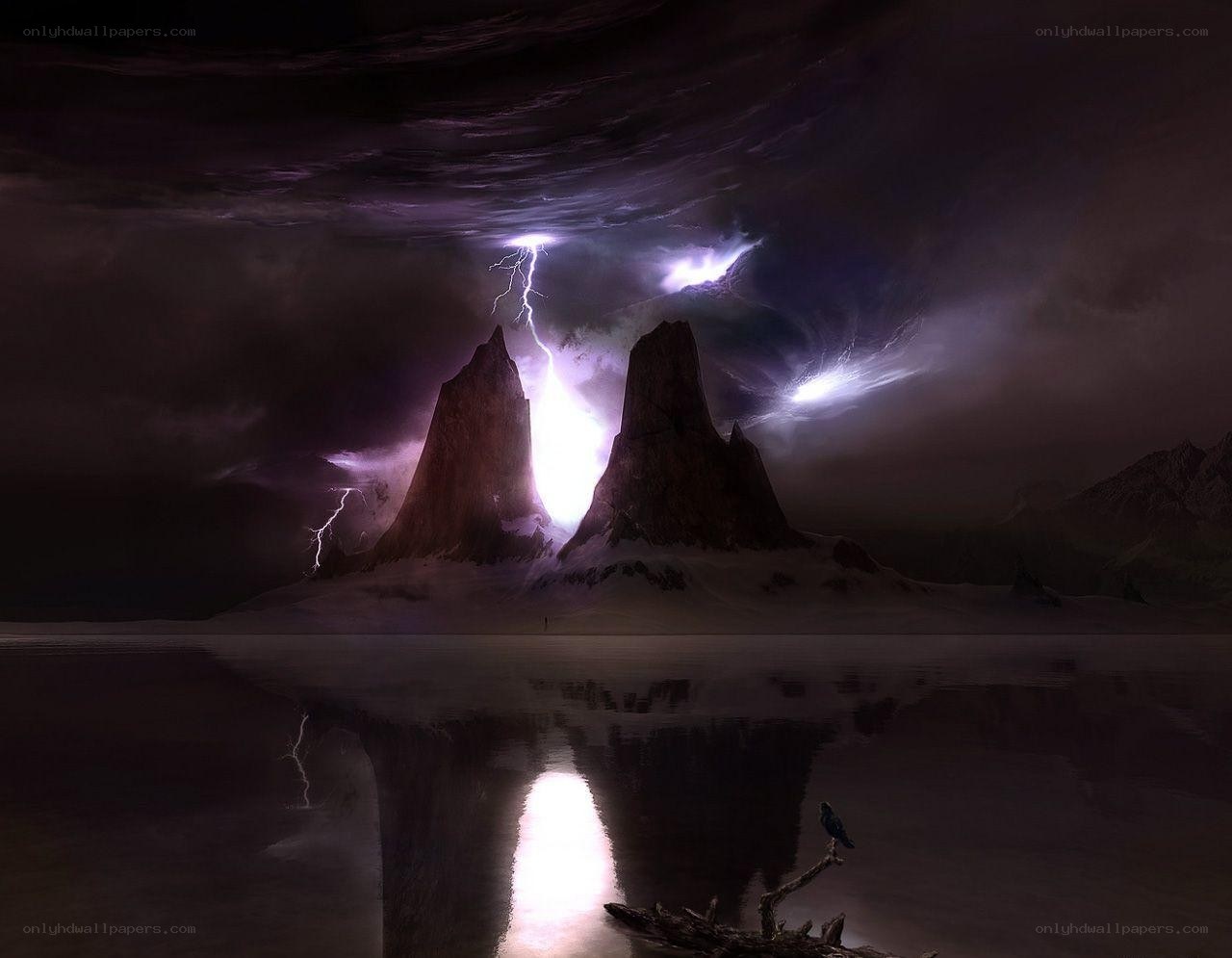 Storm over rocky islands