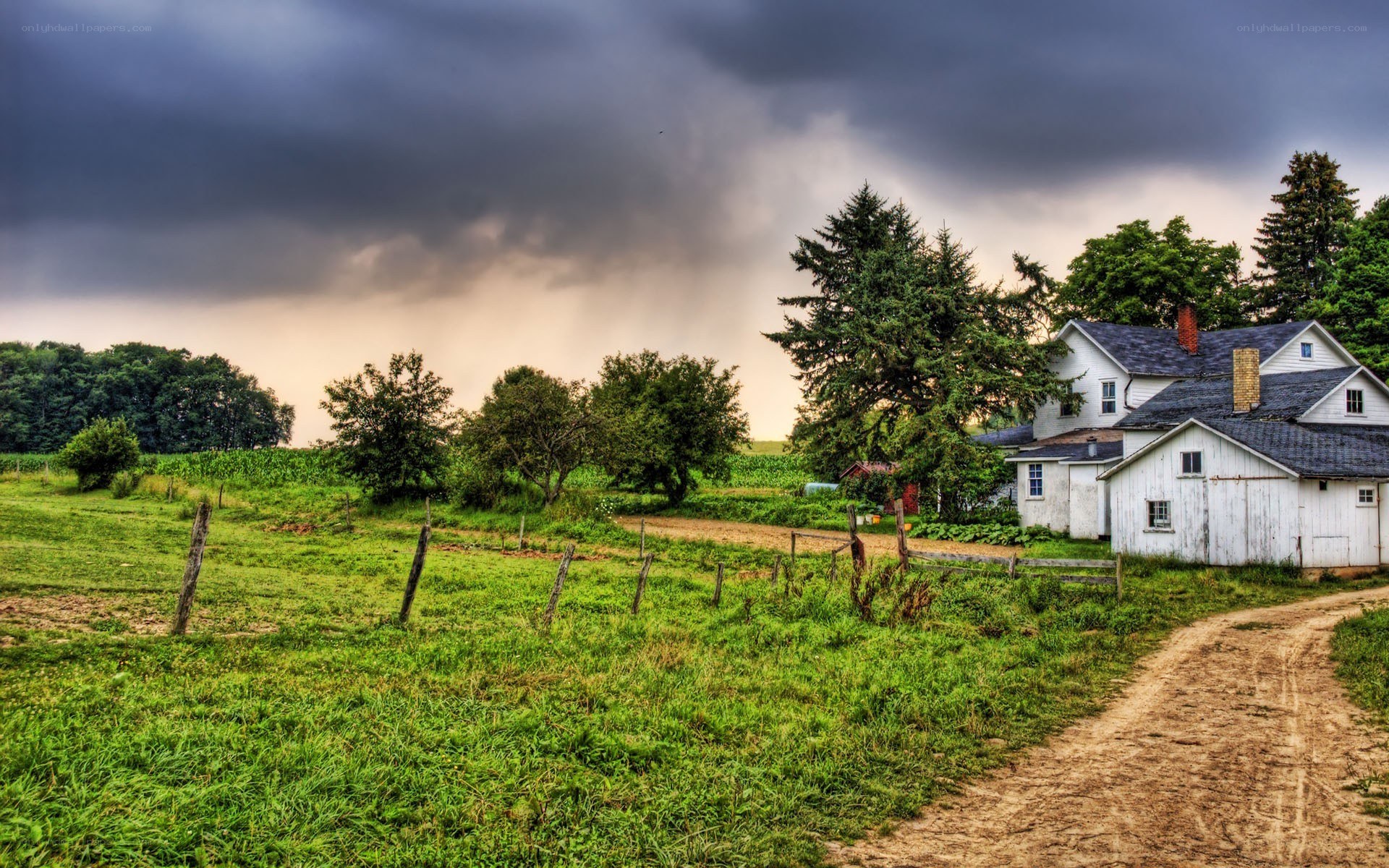 Storm over rural farm
