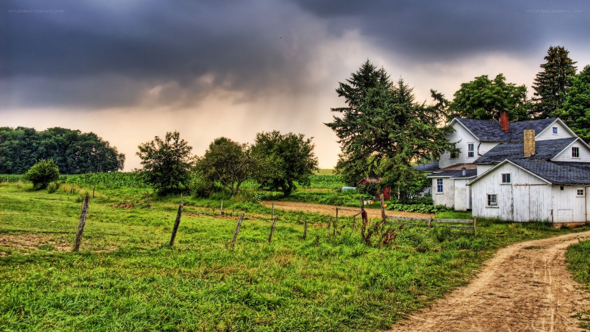 Storm over rural farm