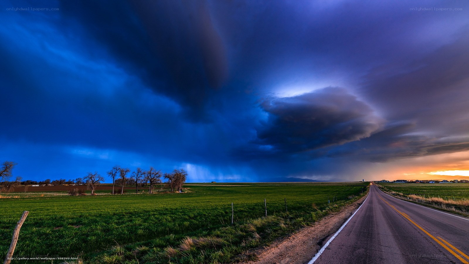 Storm over rural road