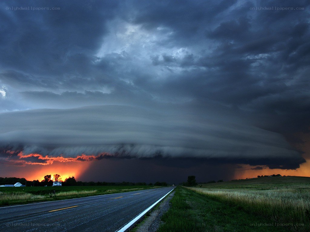 Storm over rural road