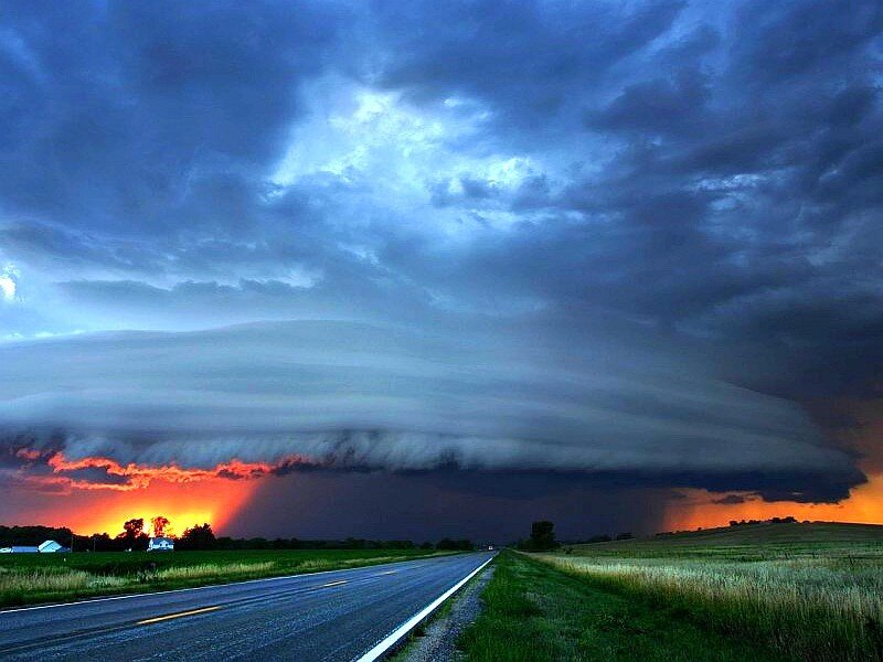 Storm over rural road