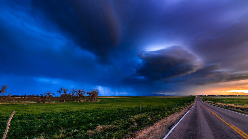 Storm over Rural Road — Blue
