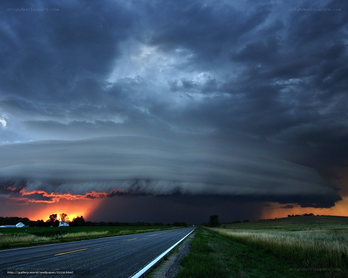 Storm over rural road