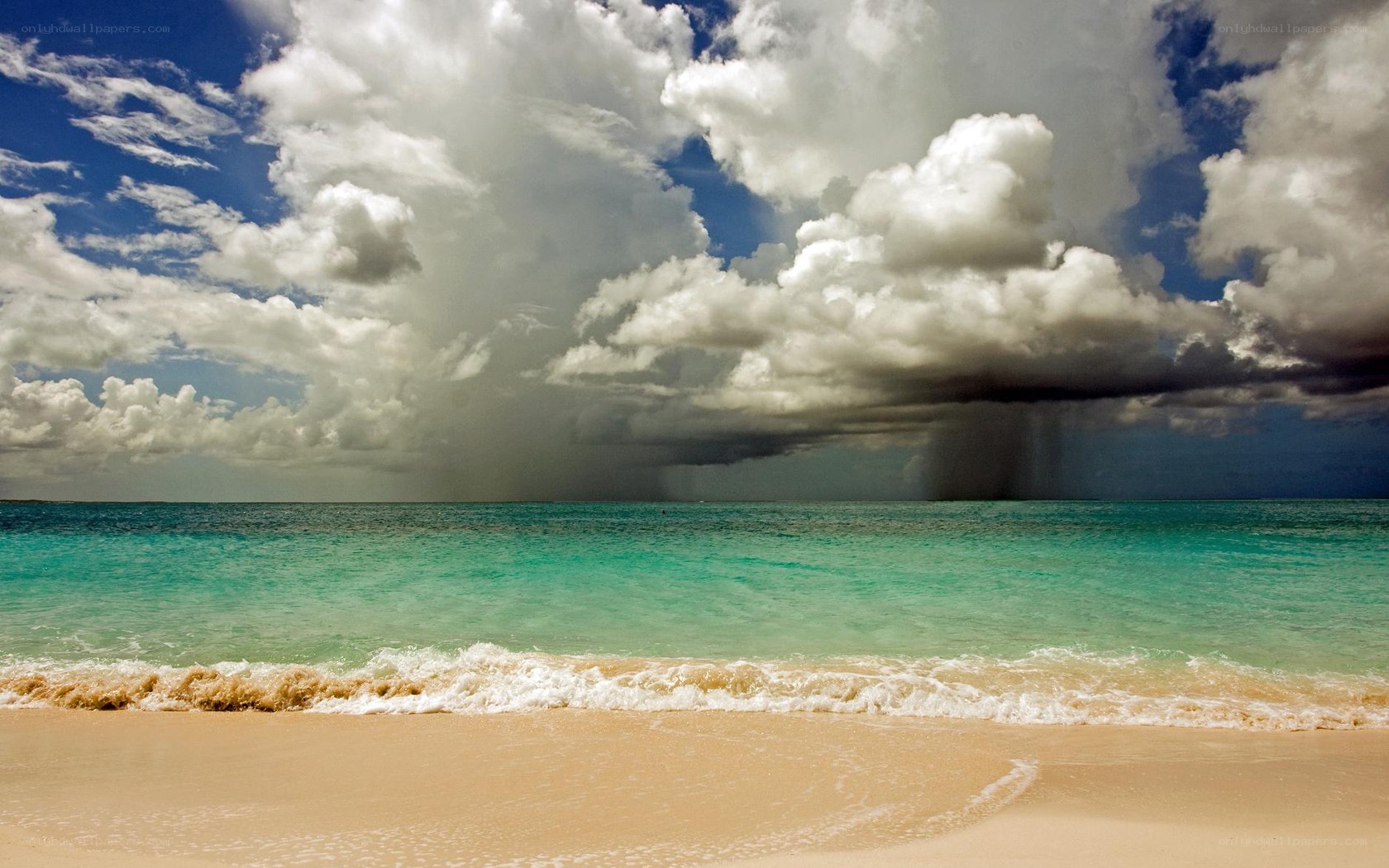 Storm over tropical beach