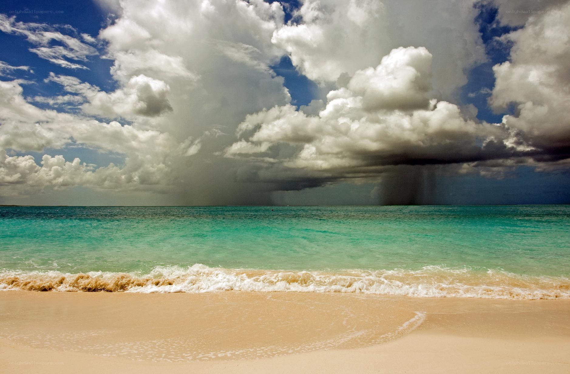 Storm over tropical beach