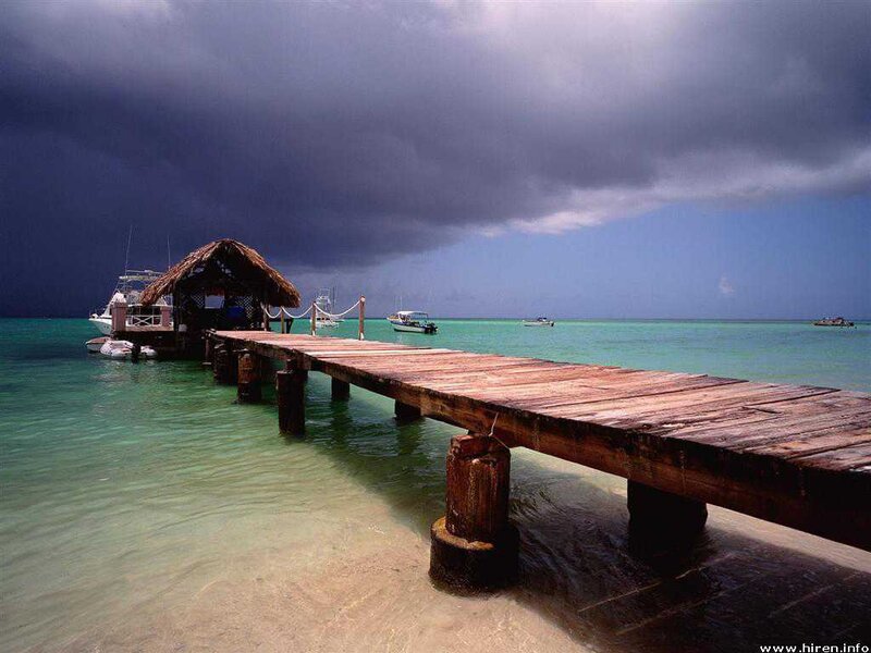 Storm over tropical dock