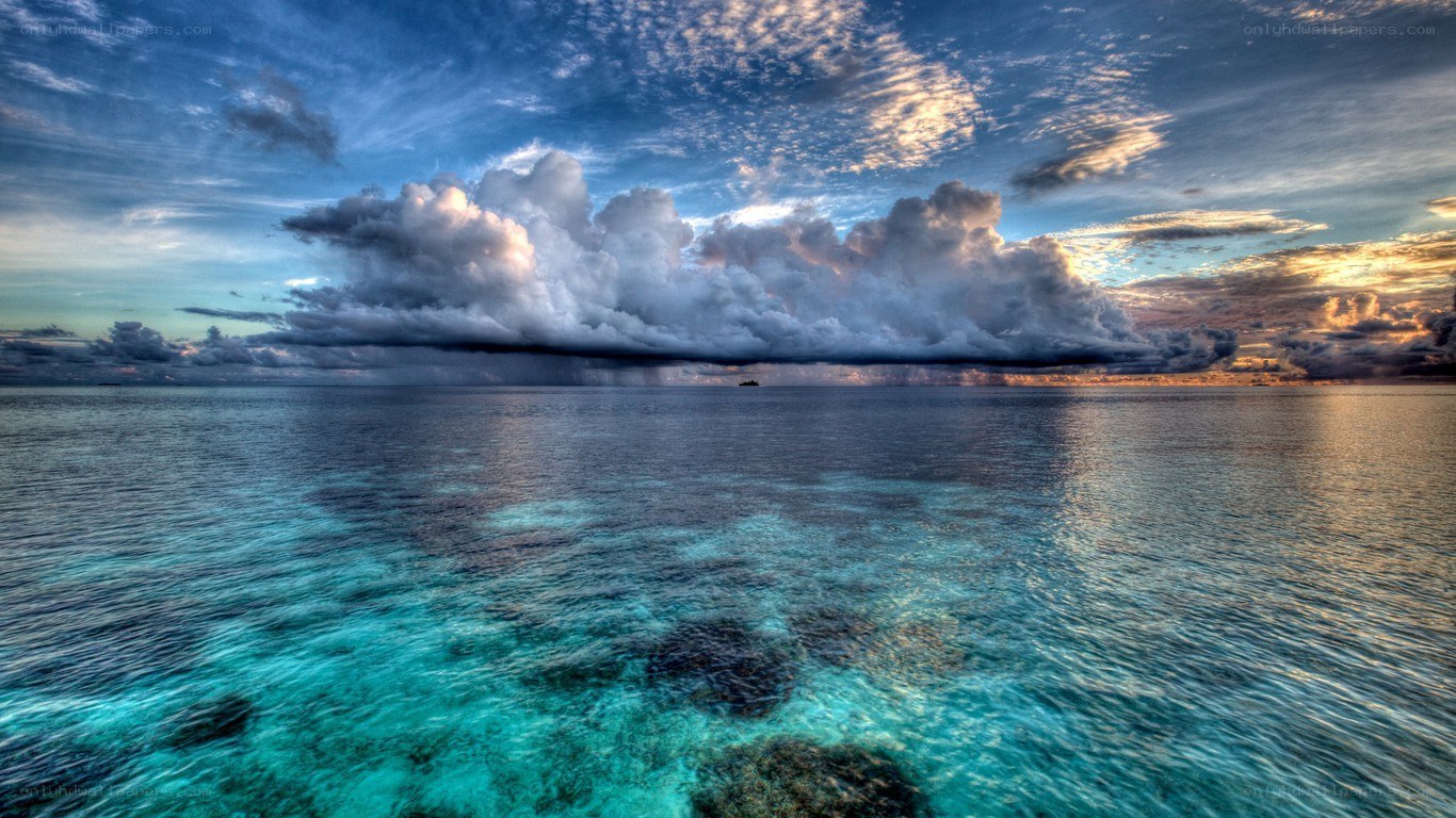 Storm over tropical ocean