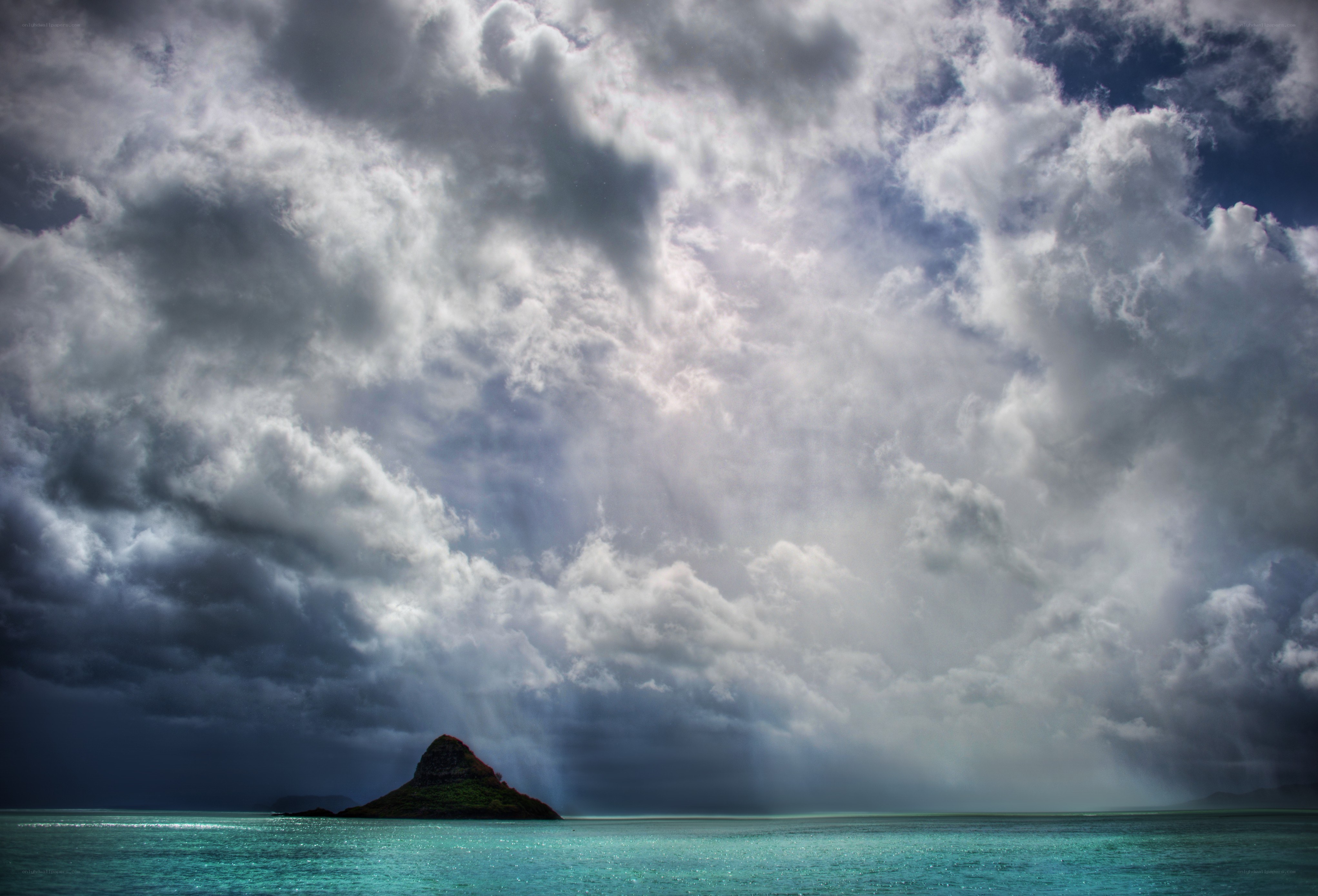 Storm over volcanic island