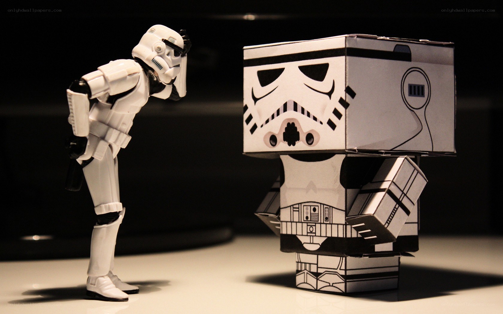 Stormtrooper action figure and paper model