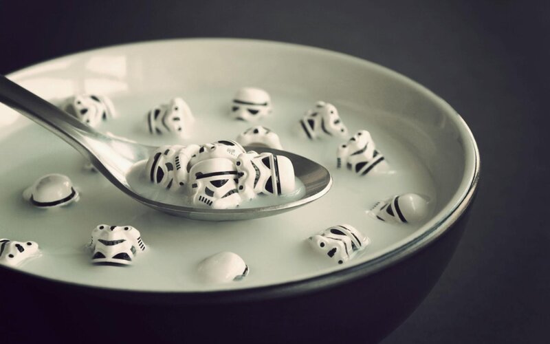 Stormtrooper cereal in milk